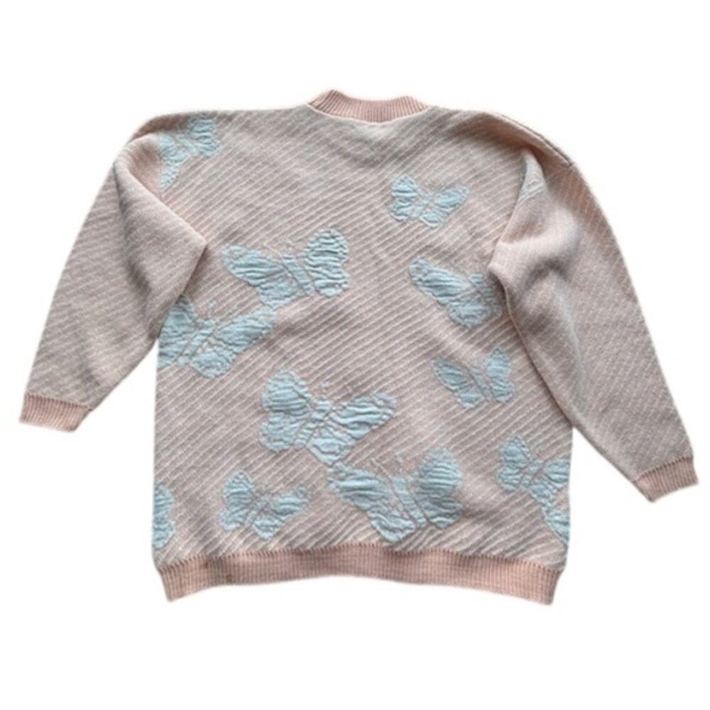Vintage Teasers Pink Butterfly Knitted Grandma Sweater M